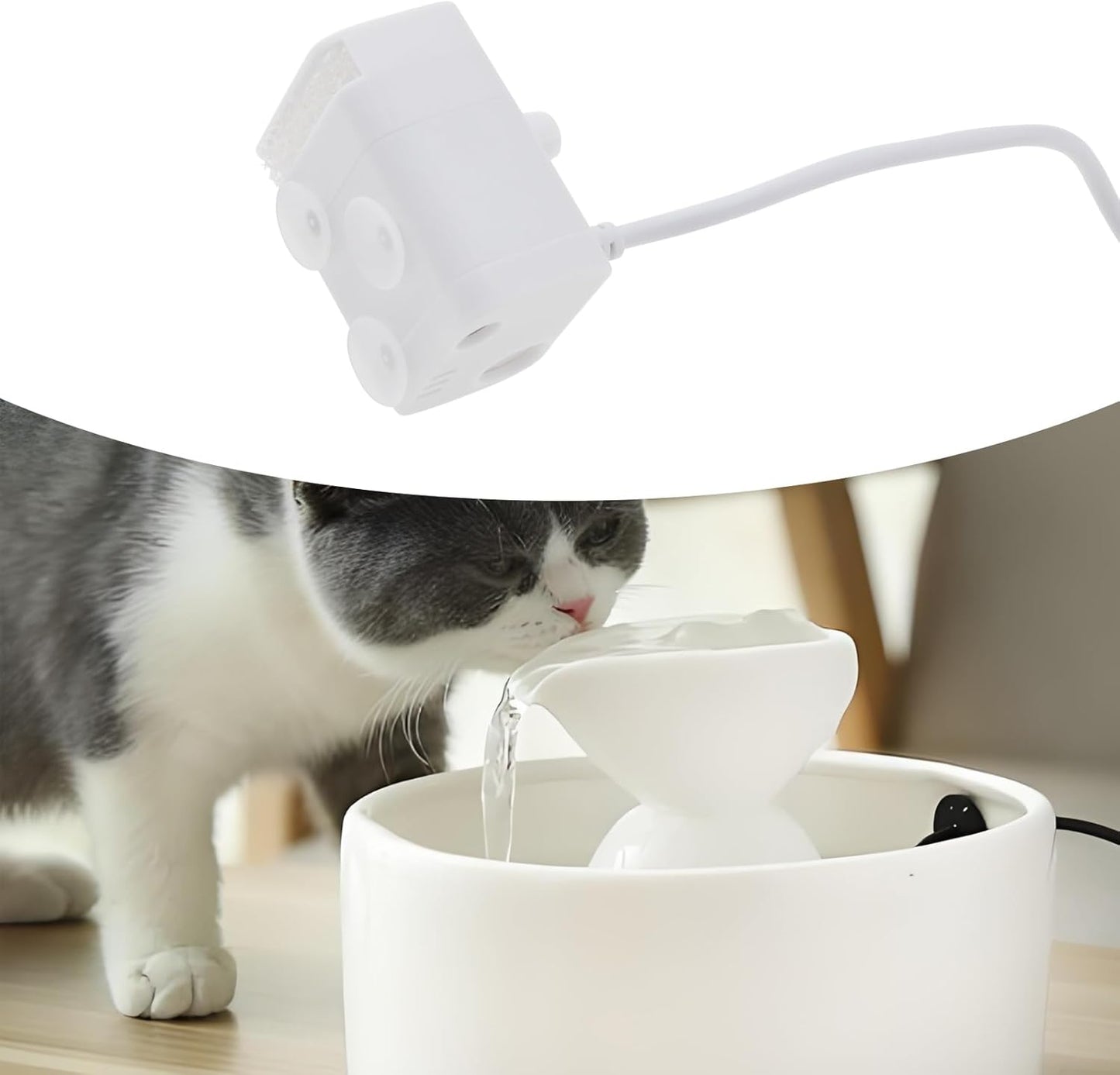 Cat Water Fountain Pump DC 5V Quiet Flow Speed Adjustable Water Volume with 6.5ft USB Power Cord for 61OZ/1.8L Dog Water Fountain Fish Tank Hydroponics