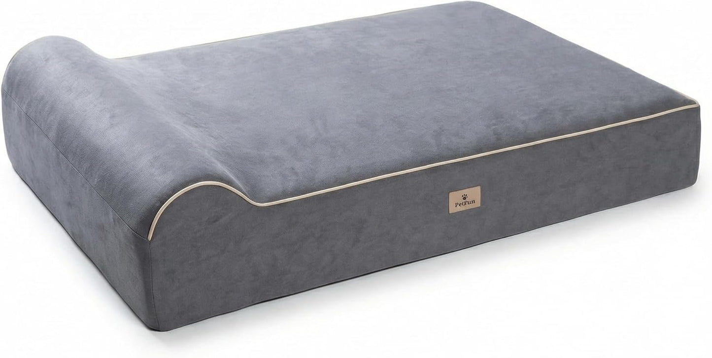 Jumbo Orthopedic Dog Bed for Large Dogs - 7-inch Thick Memory Foam Dog Bed with Pillow Removable Cover Machine Washable, Giant | 50 inch, Dark Grey