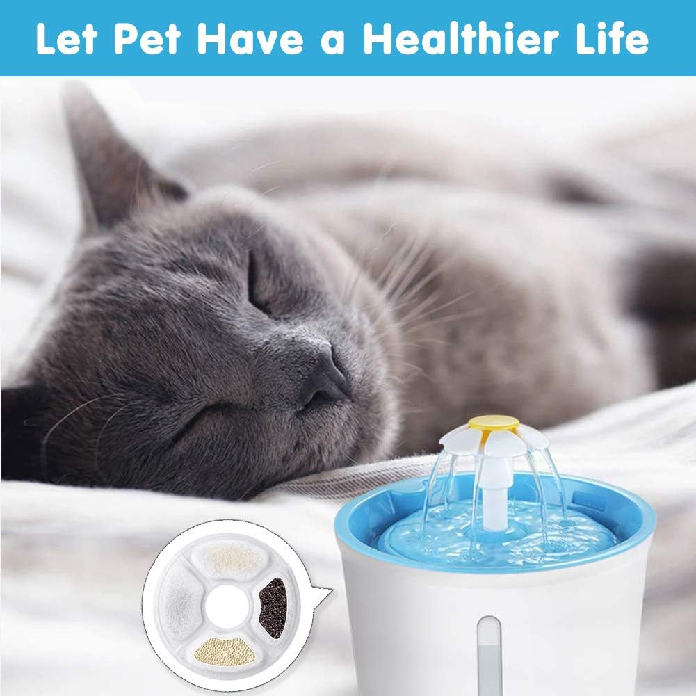 12-Pack Cat Water Fountain Filters, Round Replacement Filters for 2.4L Fountains