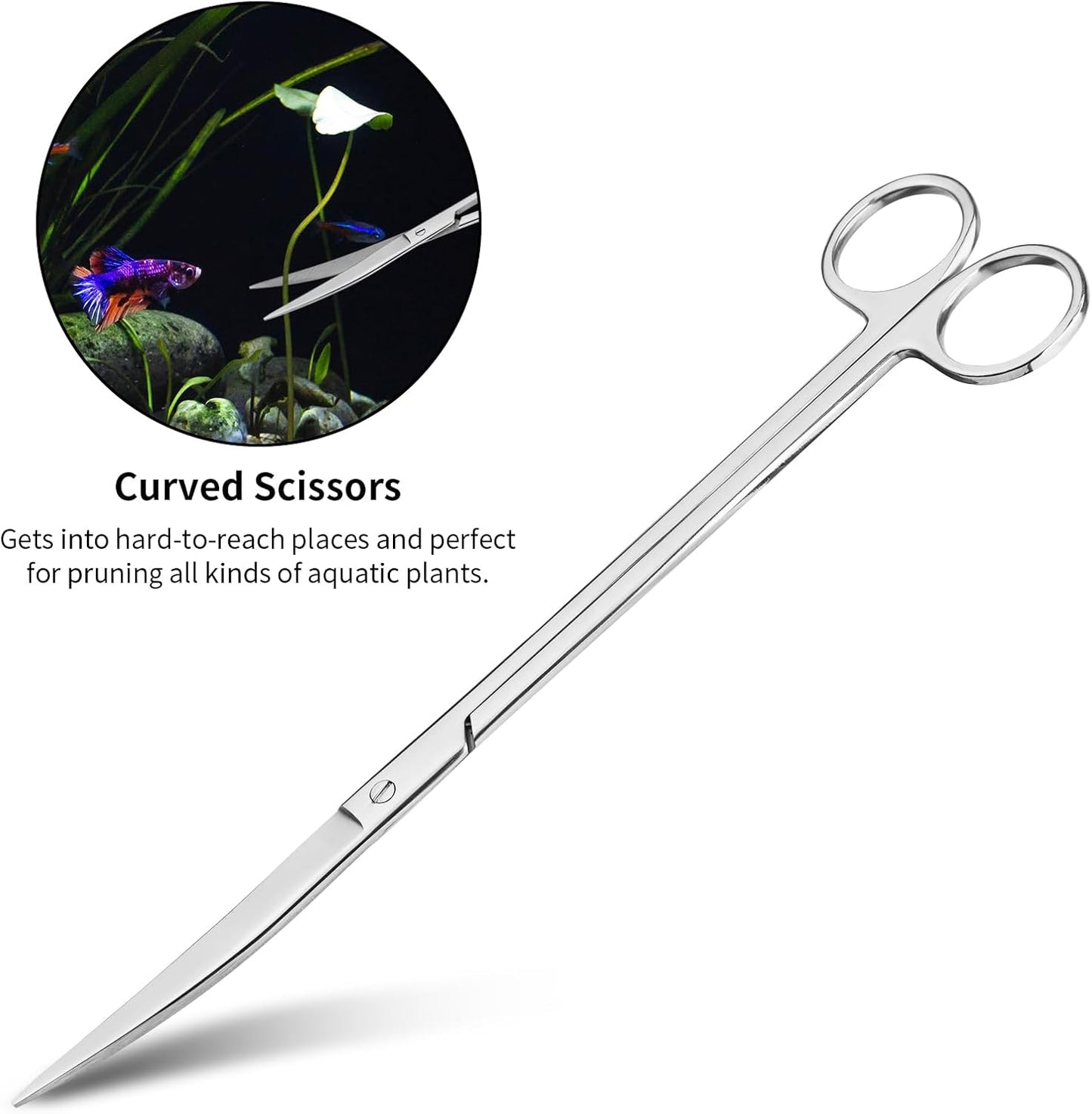 Ohtomber Aquascape Tools Aquarium Kit - 4PCS Terrarium Supplies Include Long Tweezers for Terrarium, Feeding Tongs, Aquarium Scissors, Algae Scraper for Fish Tank Cleaning Plant Trimming