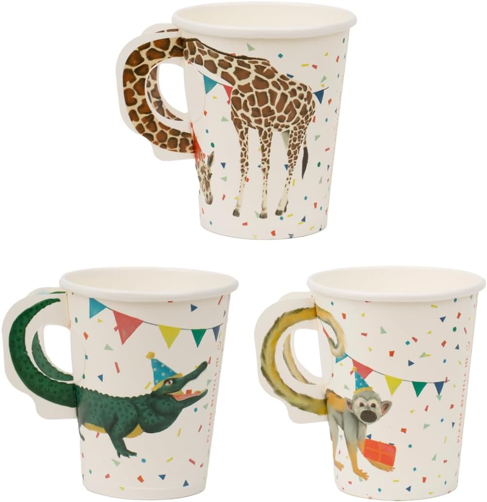Talking Tables 8 x Safari Animal Themed Paper Cups for Girls & Boys Birthday Party or Baby Shower | Jungle, Zoo, Madagascar Eco-Friendly, Disposable, Celebrations, 250ml, 9oz