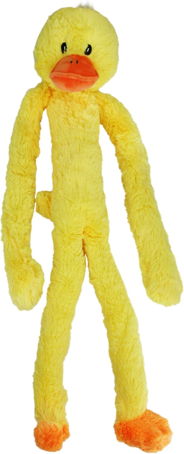 Multipet Swingin' Slevin Duck Dog Plush Toy - Squeaky Dog Toy for All Dogs - Extra Soft Plush - Stuffed Animal for Cuddling & Playing - Cute Dog Pet Toy (27”, Yellow, 5 Squeakers)