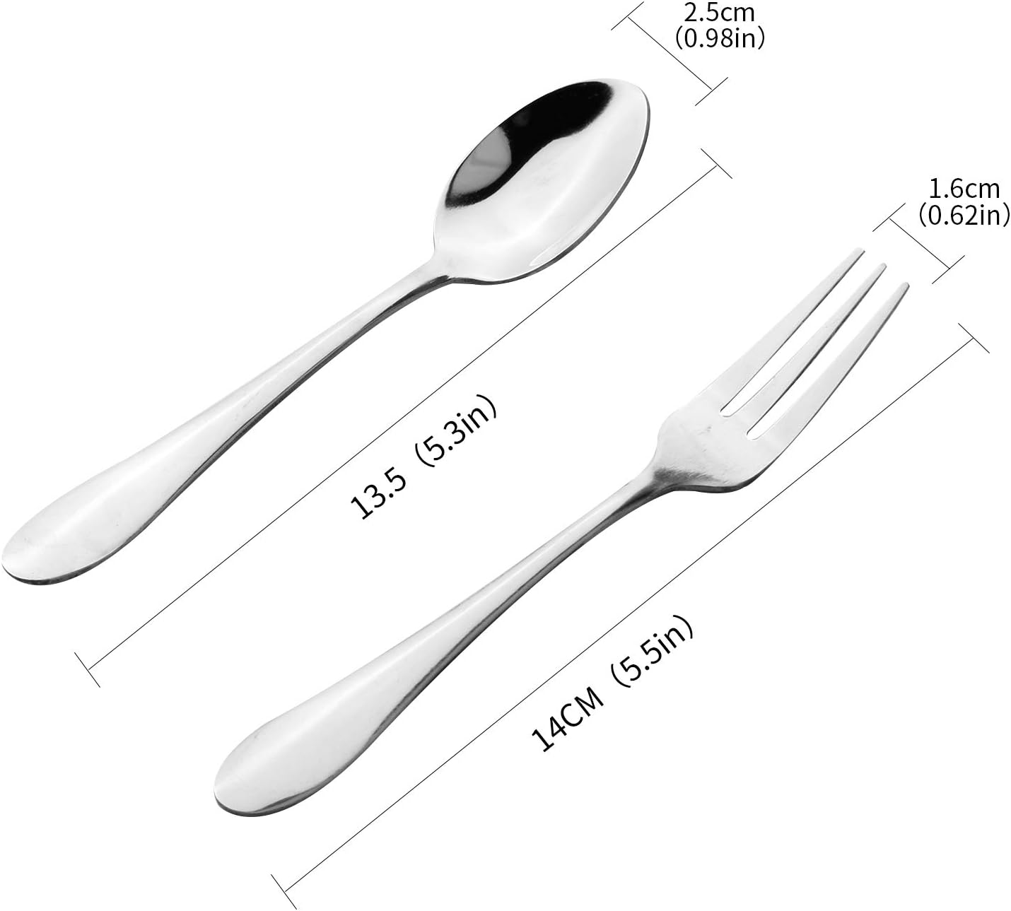 12pcs Stainless Steel Tea Dinner Server Spoon and Cake Fruit Forks Kitchen Accessory Wedding Party for Dessert, Salad, Appetizer, Cocktail(6 Forks + 6 Spoons)