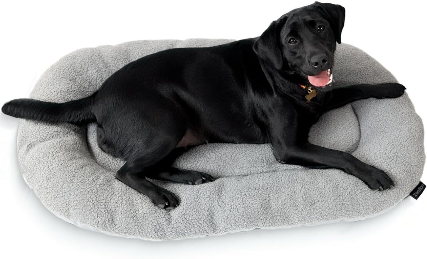 Washable Dog Bed for Large Dogs, Dog Beds Large Sized Dog, Reversible Plush & Oxford Dog Bed for Crates, 3" Thick Cushion Kennel Mat, Machine Washable Non‑Slip Pet Bed, Fits 42 Inch Crates, Grey