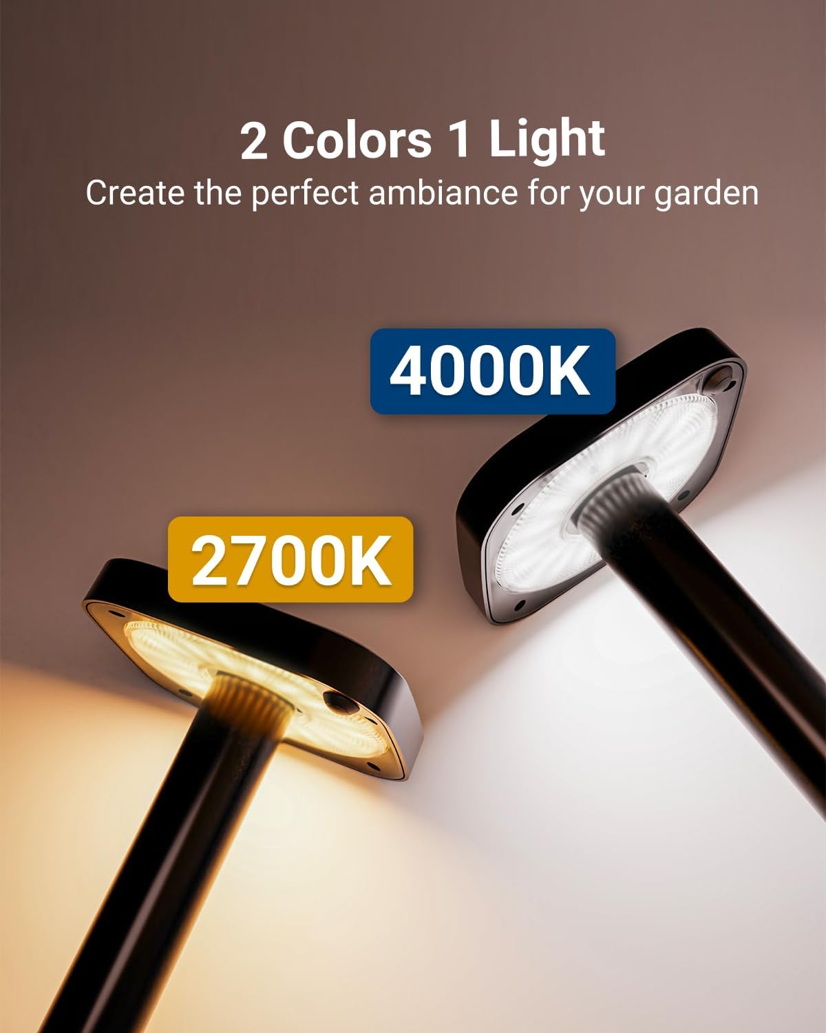 Sunco 6 Pack 2W LED Square Solar Pathway Walkway Driveway Backyard Patio Garden Outdoor Residential Super Bright Light, 120 Lumens, 2CCT 2700K Soft White/4000K Cool White, Dimmable, 3.7V
