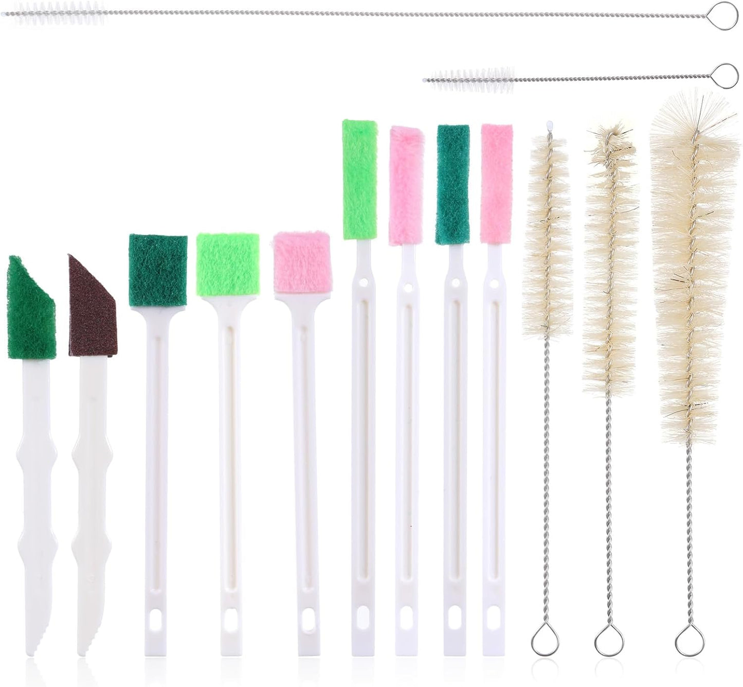 14 PCS Cat Fountain Cleaning Brushes Kit Cat Water Fountain Cleaner Kit Water Cleaning Brushes with Compressed Sponge for Most Dog Cats Waters Dispenser