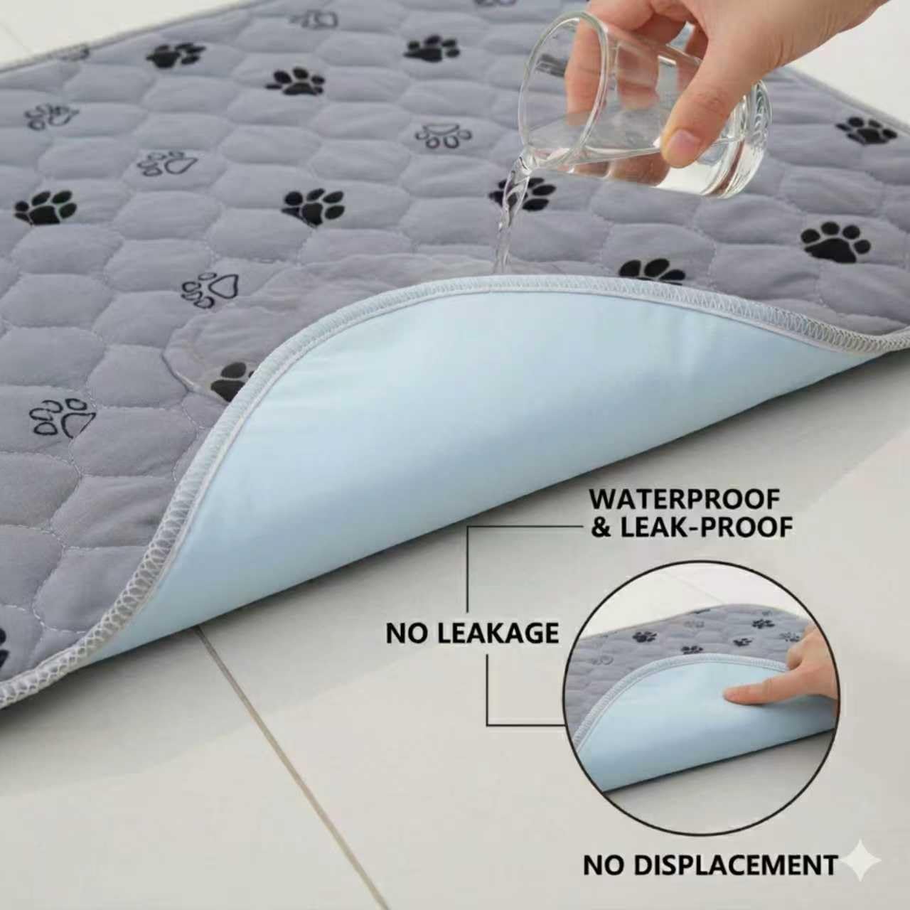 32" x 36" Reusable Dog Training Pads with Pheromone Stickers Washable Puppy Pee Pads, 4-Layer Super Absorbent & Leakproof Potty Training Mat with Non-Slip Bottom for Indoor Dogs, Crate & Travel, Gray