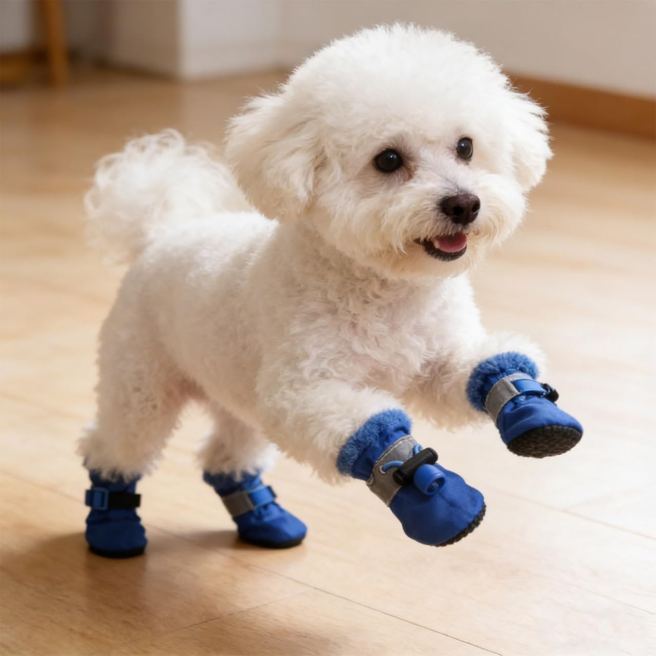 4pcs Dog Boots All Seasons Pet Booties Dogs Pet Dog paw Protector for Dogs Size XS (Blue)