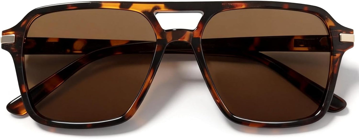 VISOONE Oversized Square Aviator Sunglasses for Women Men Flat Top Shades Regan