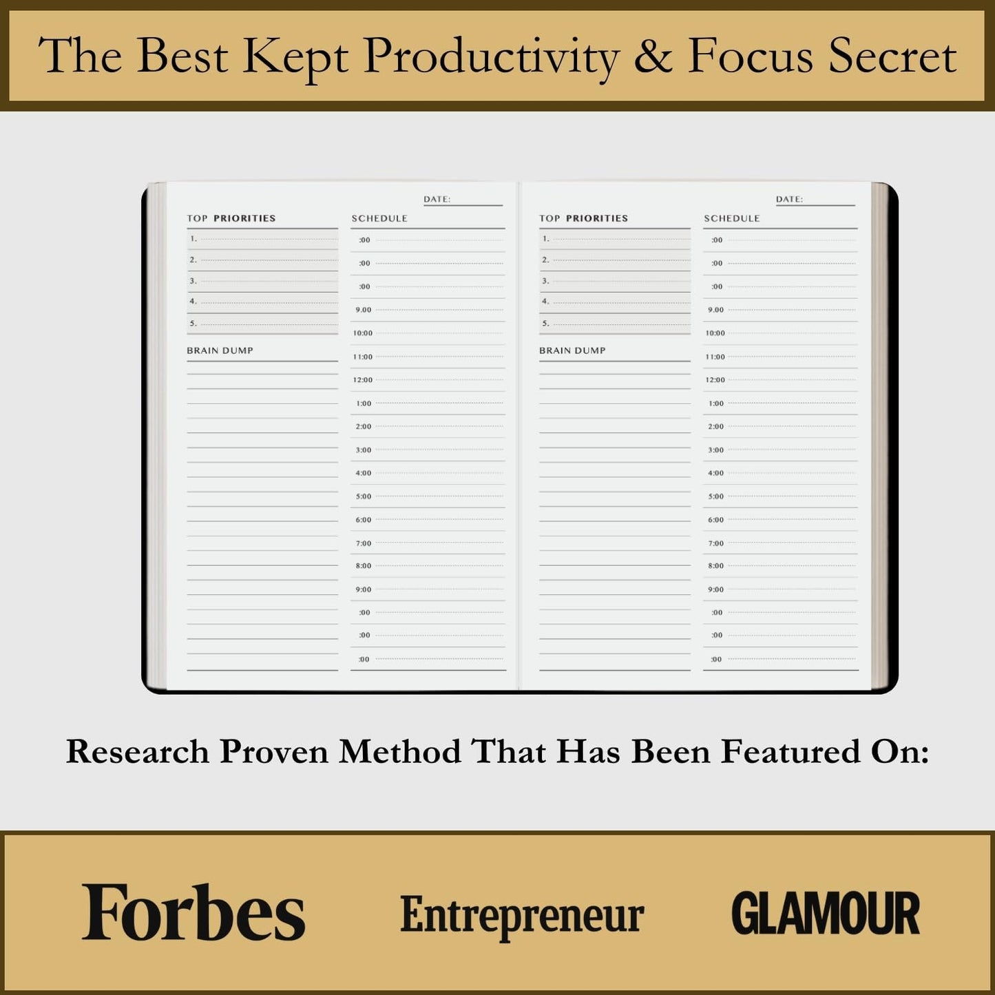 Time Blocking and ADHD Planner by Refine Days. 180 Undated Pages, To Do List, Hourly Schedule, Daily and Monthly Agenda. Time Management & Productivity Notebook. A5 (Black)