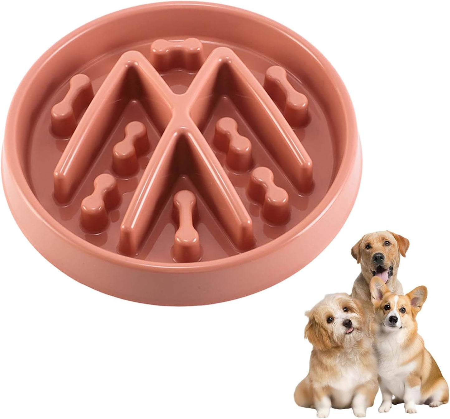 FEESHOW Pet Slow Feeder Bowl for Fast Eaters Interactive Food Maze Toy Enhances Mental Stimulation Prevents Choking in Dogs Cats Dusty Pink One Size