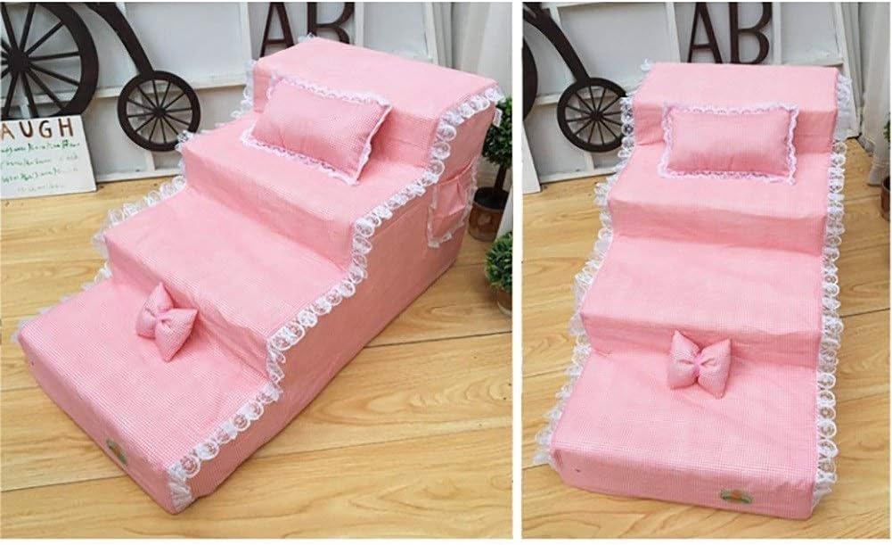 Pointed 4-Tier Pet Stairs for Medium Large Dogs for High Beds and Tall Sofas, Removable Non-Slip Base, Stair Treads