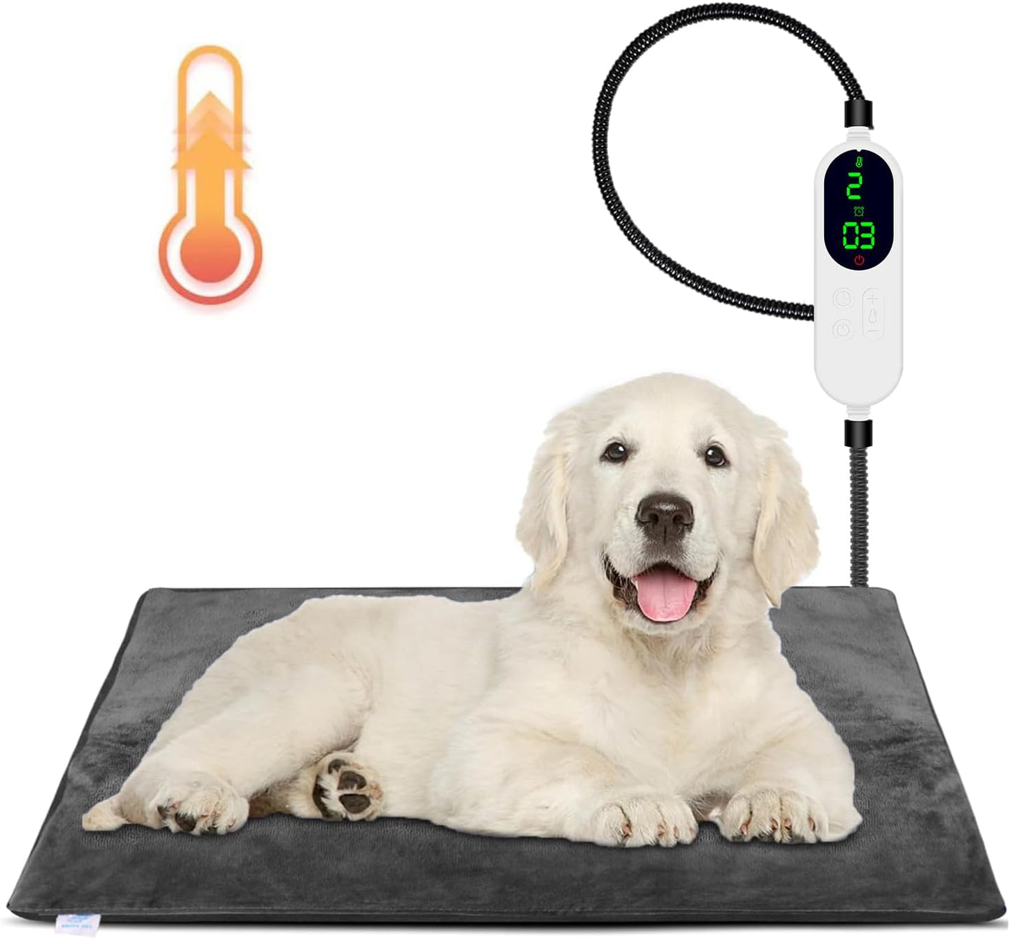 Dog Heating Pad, 9 Adjustable Temperature Pet Heating Pad, Electric Heating Blanket for Dogs, Heated Dog Pad Mat with Chew Resistant Cord for Puppy Cat Animal, 28"x18"