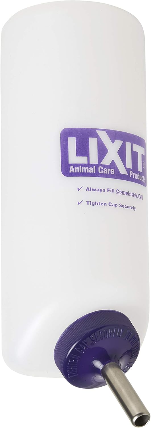 Lixit Wide Mouth BPA-Free Cage Water Bottles for Rabbits, Ferrets, Guinea Pigs, Rats, Chinchillas, Hamsters, Mice, Hedgehogs, Gerbils and Other Small Animals. (Translucent, 32 Ounce)