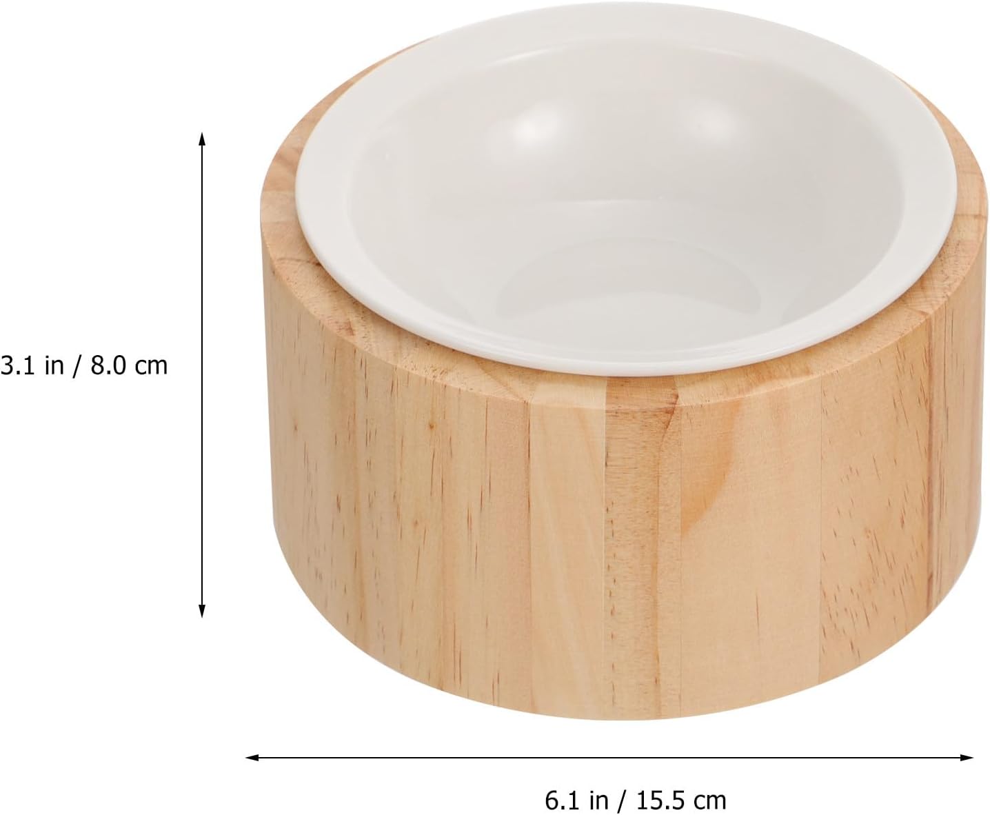 Milisten Elevated Ceramic Kitten Bowl with Wooden Stand, Raised Cat Food Dish for Spine Protection, Anti-tip Pet Feeder for Indoor Cats and Kittens
