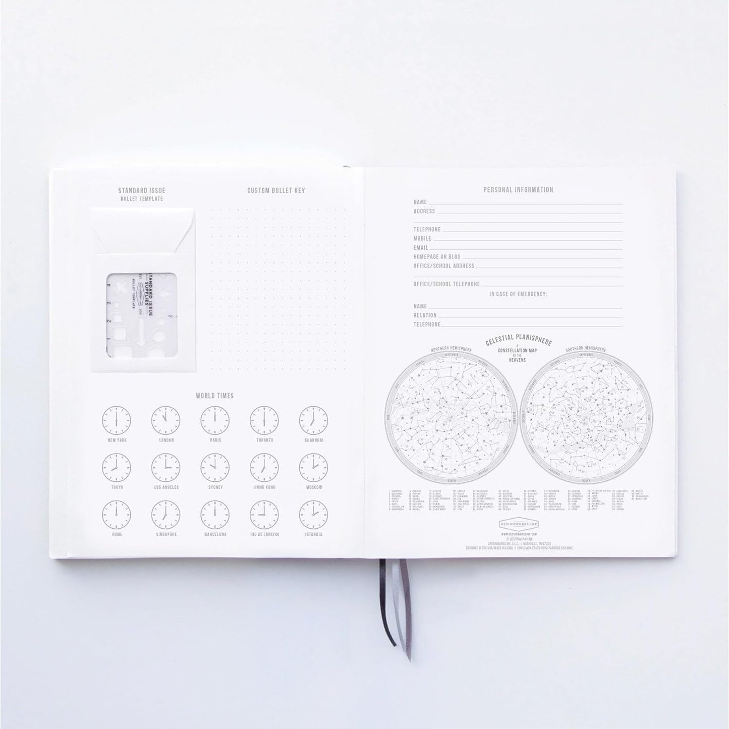 DesignWorks Ink Standard Issue Planner Notebook No. 3 Journal with Lined Pages, Elastic Closure, Pen Holder, and 3 Ribbon Markers for Work, Writing, Journaling - 6.75" x 8.5"