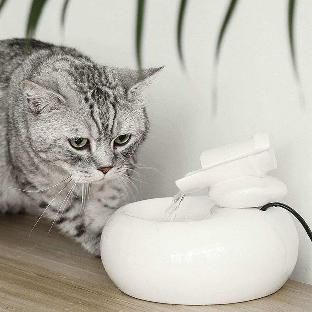 Pet Suppties Automatic Pet Water Fountain, Ceramic Pet Water Drinker for Dog Cat Pets Water Dispenser Pet Fountain Small Automatic Water Drinker Feeder Pet Water Dispenser