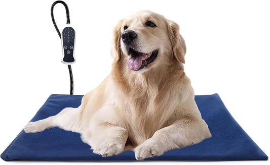 Pet Heating Pad, Electric Dog Cat Heating Pad with 6 Adjustable Temperature & 5 Timers, Indoor Warming Heated Mat Pad with Removable Cover & Chew Resistant Cord (L: 32"x 20")