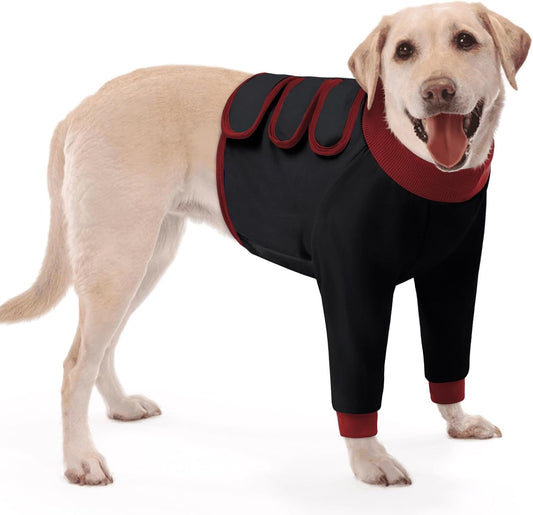 KOESON Dog Recovery Sleeve for Front Legs, Soft Pet Recovery Suit After Surgery, Adjustable Dog Leg Elbow Protector, Pet Wound Care Shirt to Stop Licking, E-Collar Cone Alternative, Black 2XL