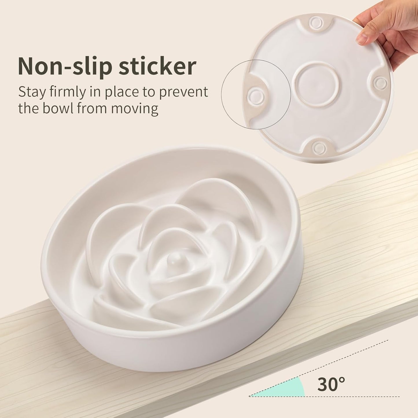 8.26 in White Ceramic Slow Feeder Dog Bowl for Medium and Large Breed,Pet Feeding Dog Food Water Dish Heavy Wighted,Puppy Bowl for Fast Eaters,Puzzle Slow Eating Dish Modern Maze