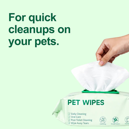 Pet Wipes for Cats and Dogs, Deodorizing, Cleaning and Grooming for Paws, Face and Body, Hypoallergenic, Unscented, 100 Count