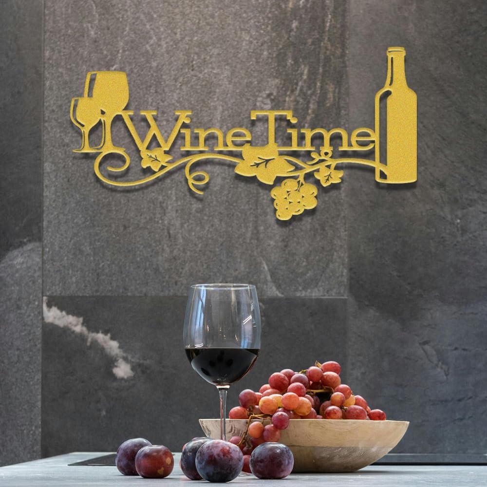 XORT Metal Wine Bar Sign, Metal Wine Signs Kitchen Wall Decor Home Restaurant Bar(Gold).