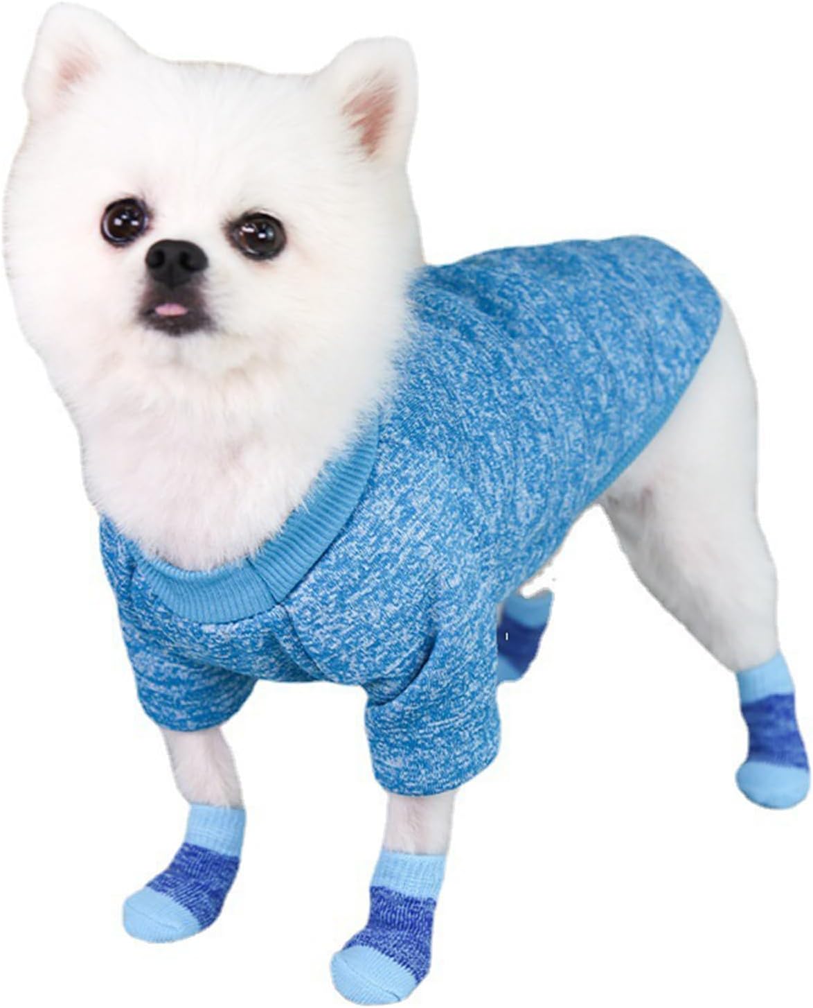 4Pcs Dog Socks Knitted Grip Socks for Pets with Cartoon Pattern Anti-Slip Shoes for Home Hardwood Floor Wear Paw Protector
