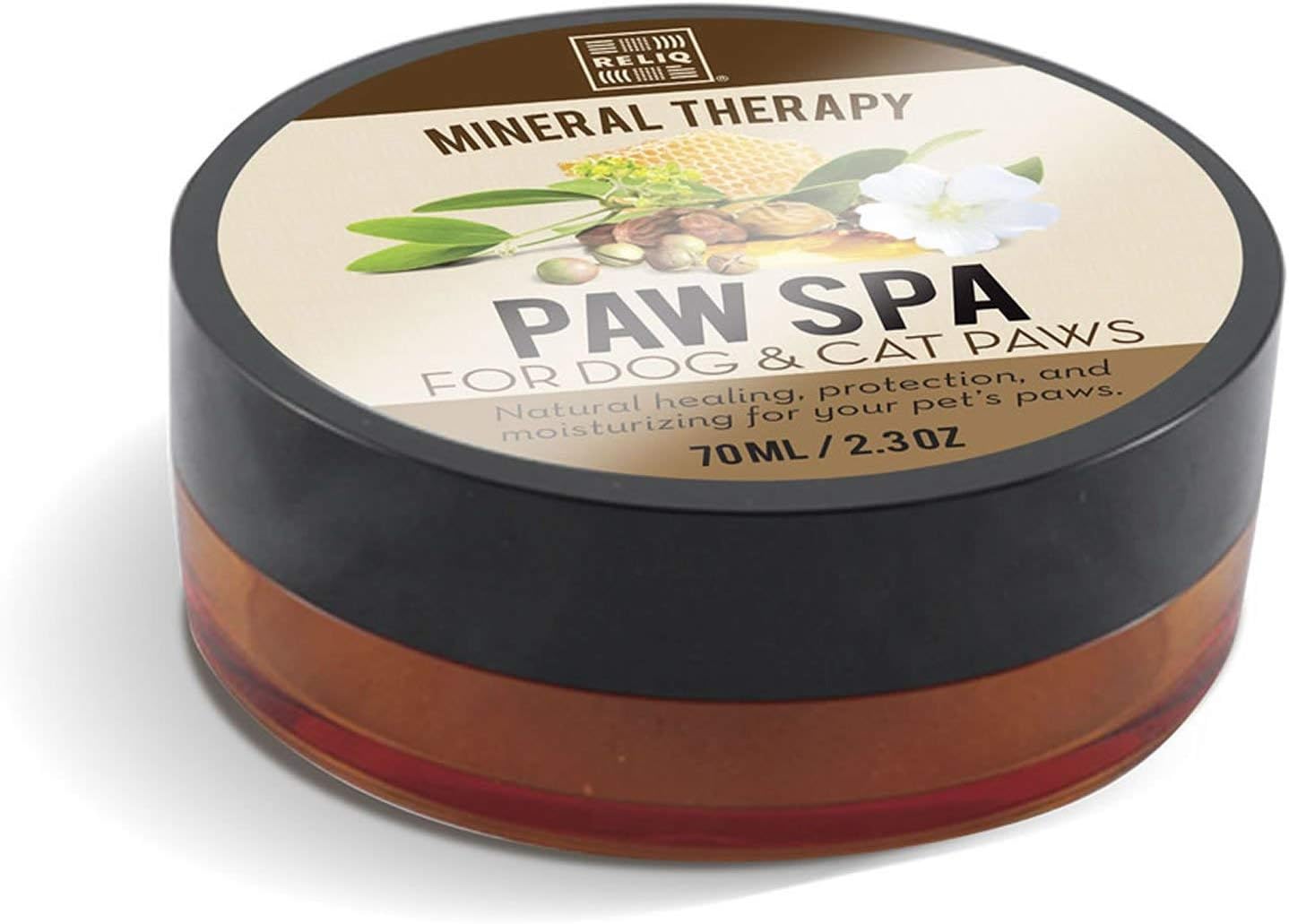 RELIQ natural mineral PAW SPA cream for dogs and cats. Not like wax balm, this creamy lotion is easy to apply and absorb faster. Add protection on pet paws and dry nose for summer heat and winter cold