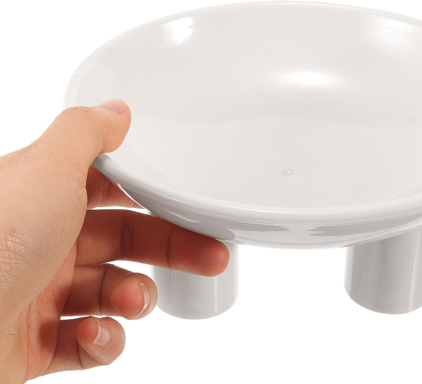 Milisten Raised Cat Bowl and Dog Food Bowl, Plastic Elevated Pet Feeder with Large Opening and Three Legs, White Wear-Resistant Feeding Dish for Indoor Cats and Kittens