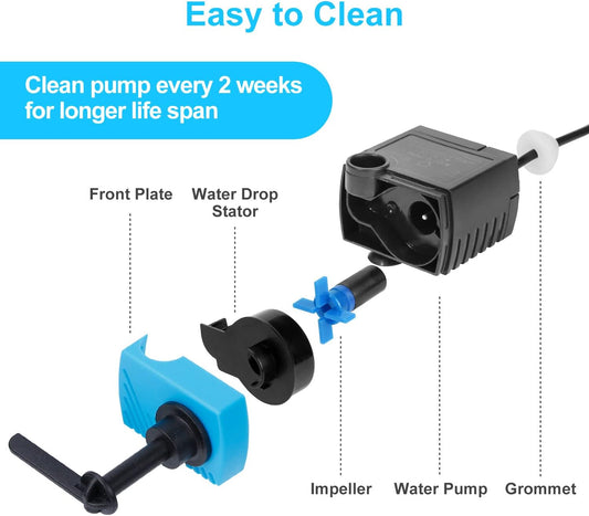 SP-400LV Cat and Dog Water Fountain Pump with Grommet,USB Replacement Pump for Original Mini Pet Fountain
