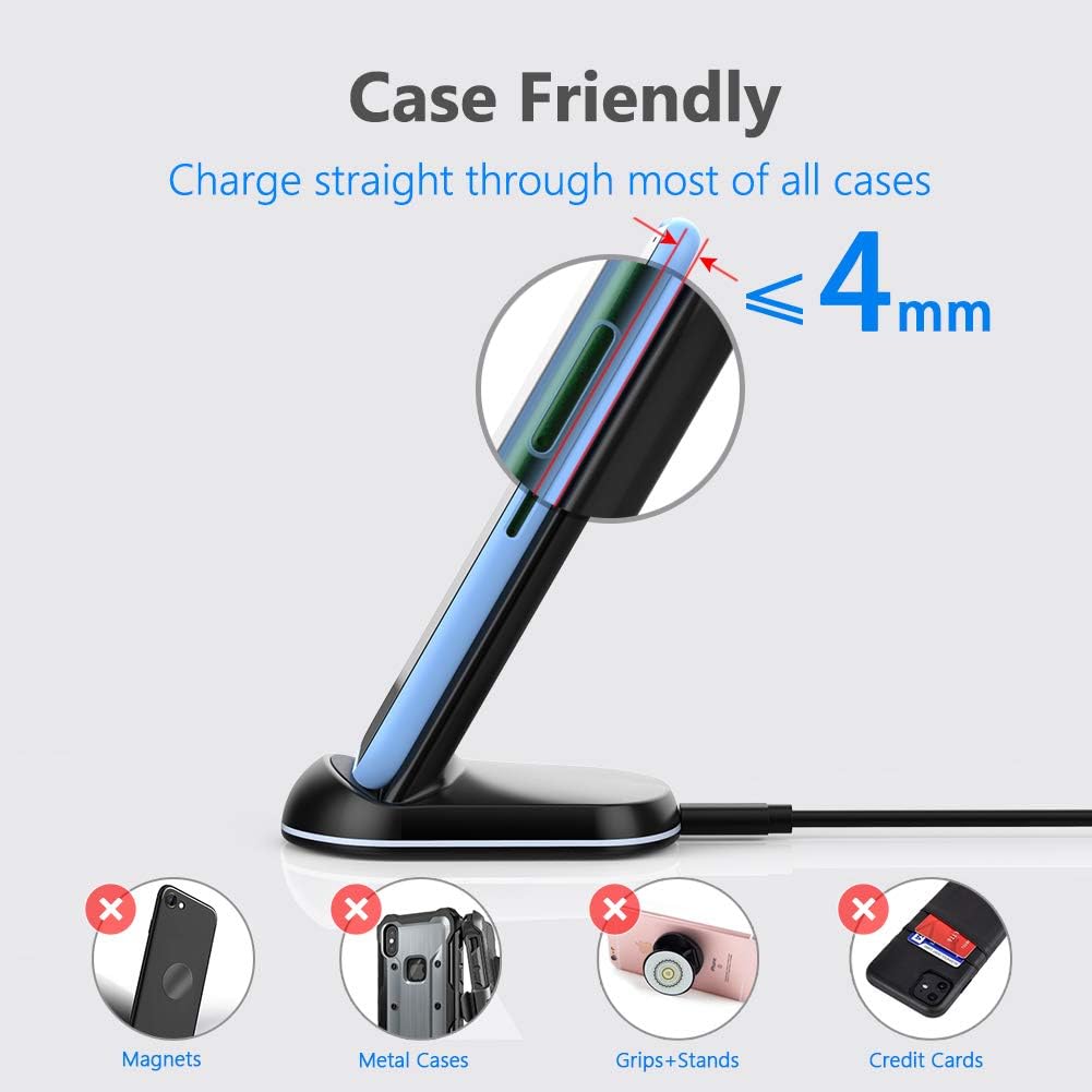 Yootech [2 Pack] Wireless Charger,10W Max Wireless Charging Stand,Compatible with iPhone 17/17 Pro/17 Pro Max/Air/16/15/14/13/SE 2022/12/11/X/8,Galaxy S25/S24/S23(No AC Adapter)