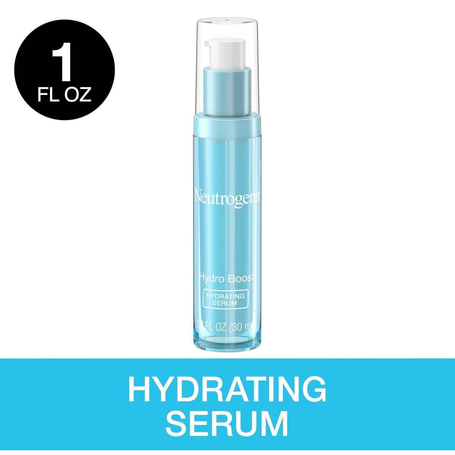 Neutrogena Hydro Boost Hydrating Hyaluronic Acid Face & Neck Serum, Fast-Absorbing Daily Facial Moisturizer with Purified Hyaluronic Acid for Hydrated Skin, Oil-Free & Non-Comedogenic, 1 fl. oz