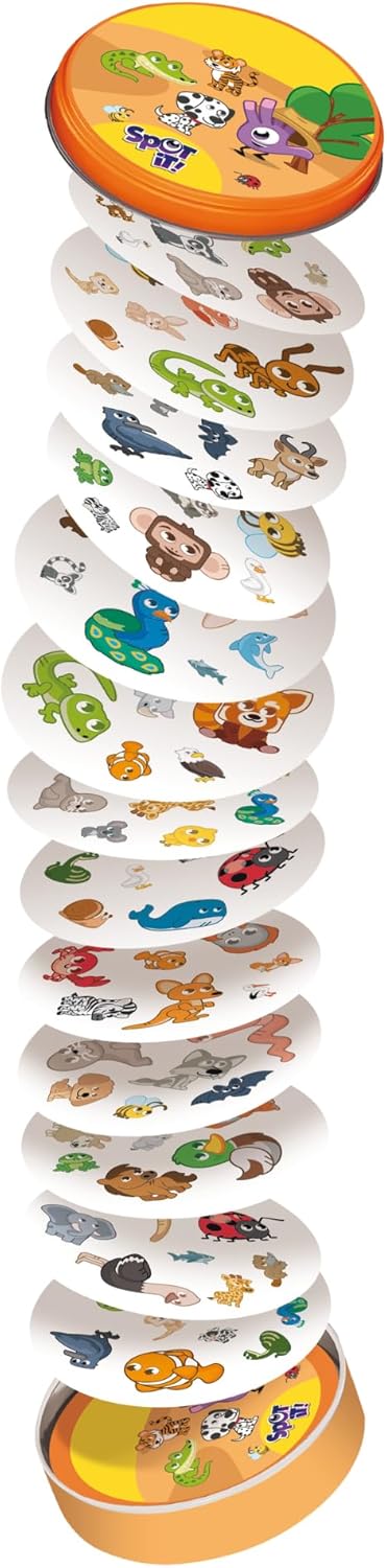 Asmodee Spot It! Super Pack Kids (2024 Refresh) Eco Big Box - Includes Animals and 1,2,3 Editions, Family Card Game Bundle for Quick Reflexes! Ages 6+, 2-8 Players, 10 Minute Playtime