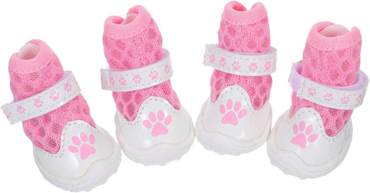 Milisten Pet Shoes Breathable Mesh Dog Boots Non-Slip Paw Protectors Pink Size 2 Summer Outdoor Walking Puppy Booties