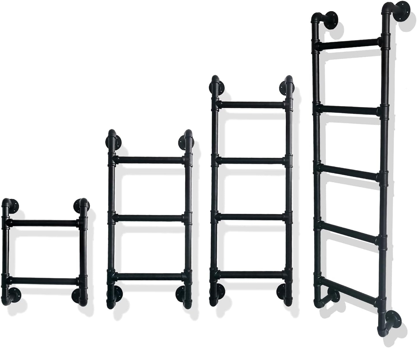 3 Steps Basement Window Well Egress Exit Ladder，Wall/Floor-Mounted Ladders for Home, Metal Step Ladder for RV Attic Bunk Bed, Loft Steps for Dorm Beds,355LBS Load Capacity(Black, 3 Steps)