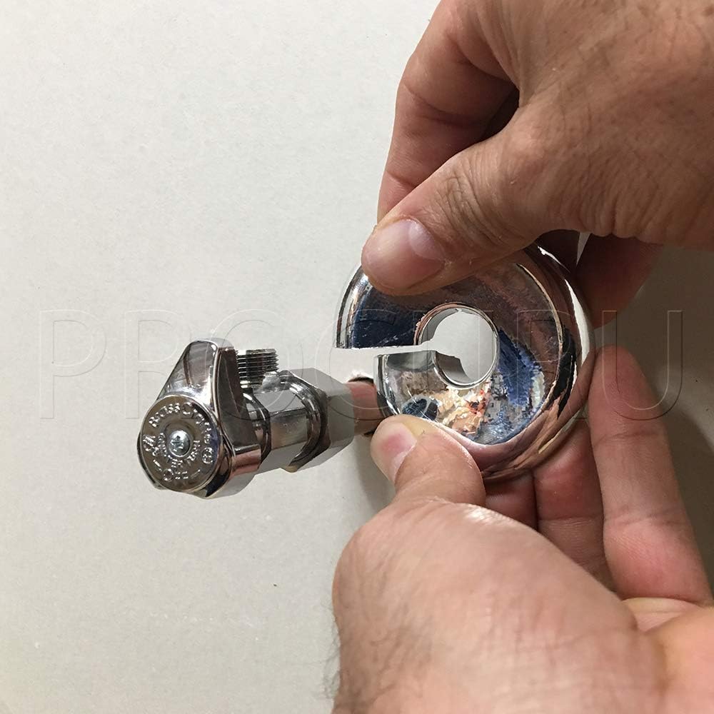 PROCURU 1/2-Inch CTS (5/8" OD) E2768 Split Plastic Lightweight Escutcheon Cover Plate, Chrome, for 1/2" Copper, PEX Pipe (10-Pack)