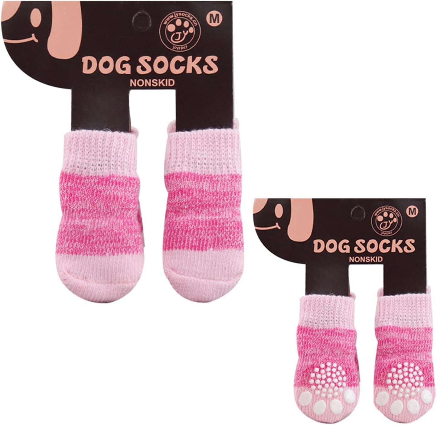 4Pcs Dog Socks Knitted Grip for Pets with Cartoon Pattern Anti-Slip Shoes for Home Hardwood Floor Wear Dog