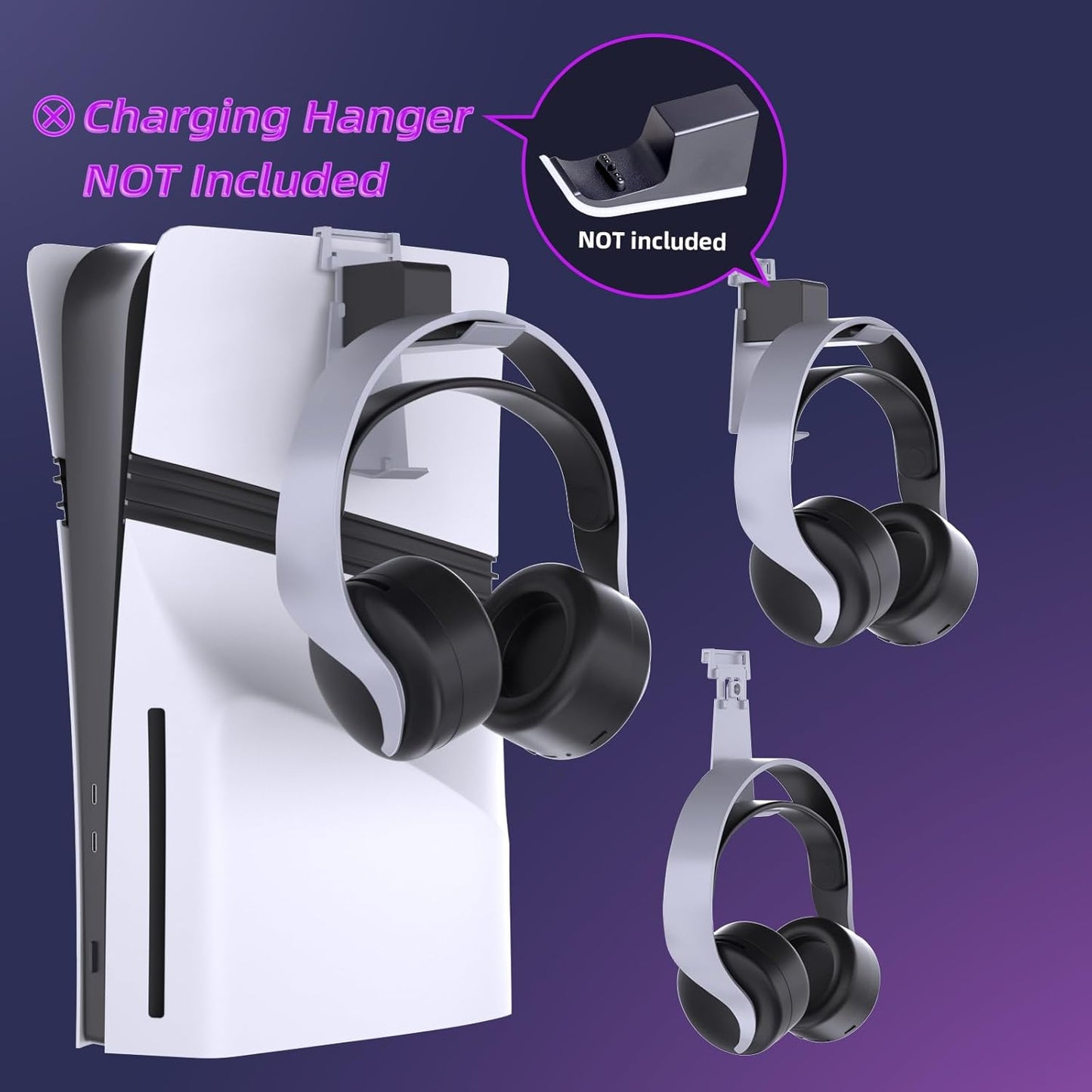 PlayStation Portal Charger, PS5 Stand and Cooling Station with RGB LED Controller Charging Dock Accessories, PS5 Edge Controller and PS Portal Charger, Headset and Remote Holders