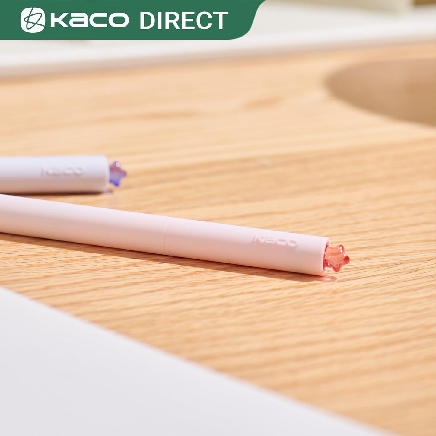 Kaco FIRST Gel Pens Cute Stationery Black Ink, 0.7 mm Medium Point, Aesthetic Cute Star Pens for Journaling (4 Bright Colors)