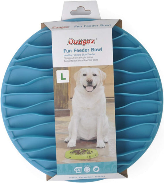 Buyter Silicone Interactive Pet Slow Feeder Cat Dogs Fun Food TPR Wave Bowls Anti Choking Feeding Supplies (Blue, L)
