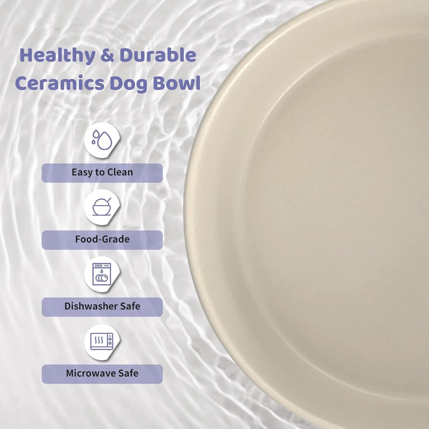 SPUNKYJUNKY Ceramics Elevated Dog Bowls with Wooden Stand - Raised Dog Bowl for Medium Large Dogs - Double 60OZ Bowls, Grey