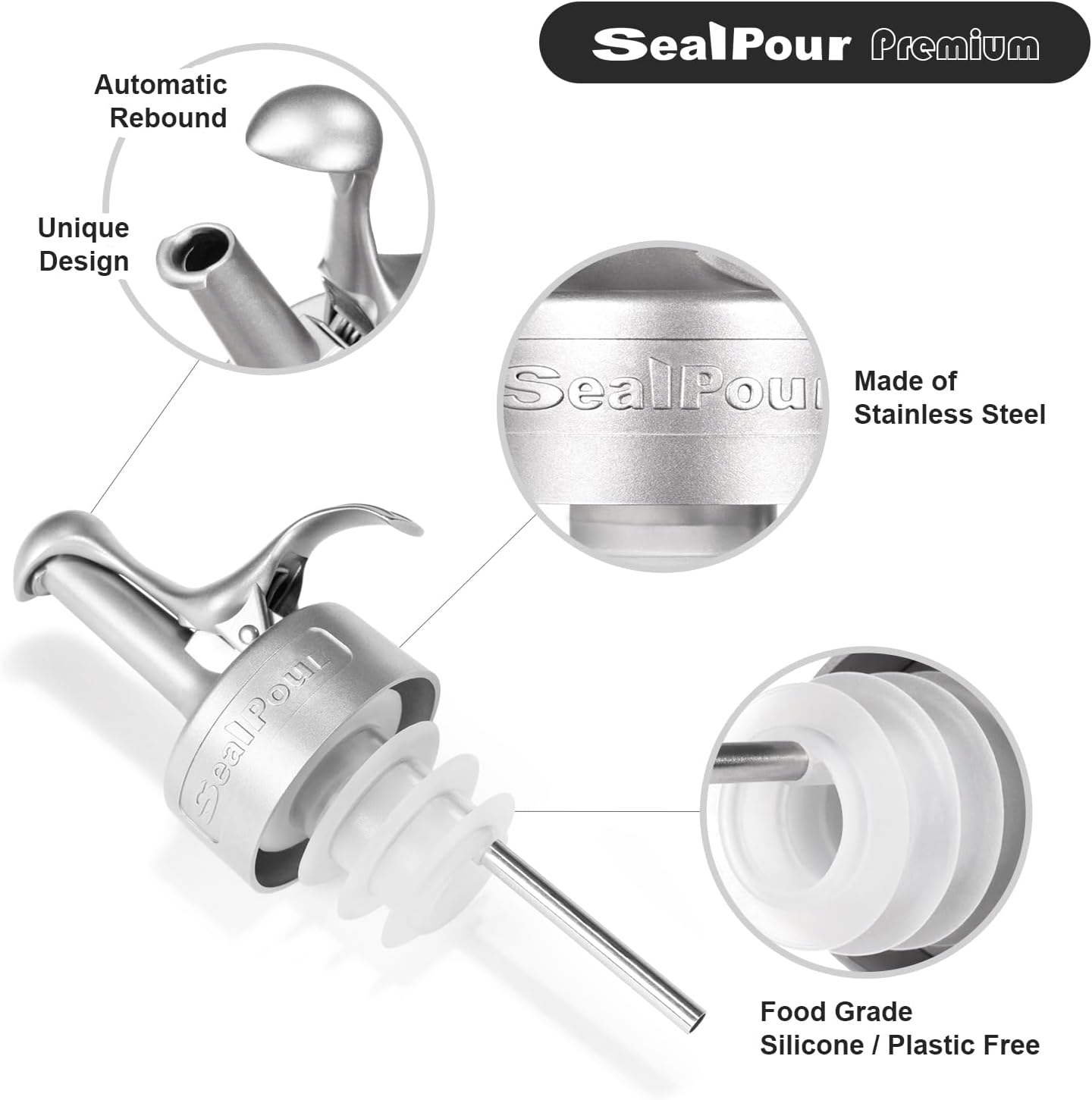 Liquor Pour Spouts, Liquor Bottle Pourer Spouts, Alcohol Pour Spouts,Bar Pour Spouts,Suitable for Alcohol, Beverage, Vinegar, Wine for Bar Accessories-2Pcs