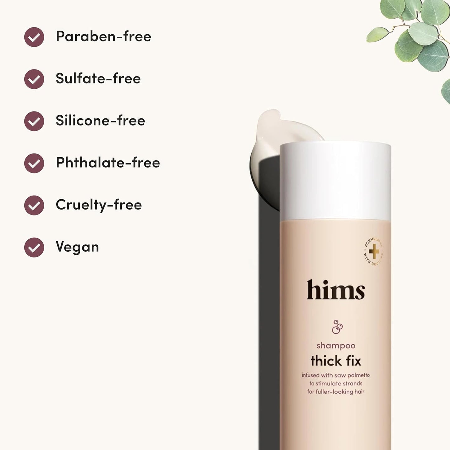 hims Thick Fix Shampoo & Conditioner Set - Saw Palmetto for Healthy Hair Growth & Thickening - Scalp Cleansing - Vegan, Sulfate-Free & Cruelty-Free - Eucalyptus Scent, 6.4 fl oz