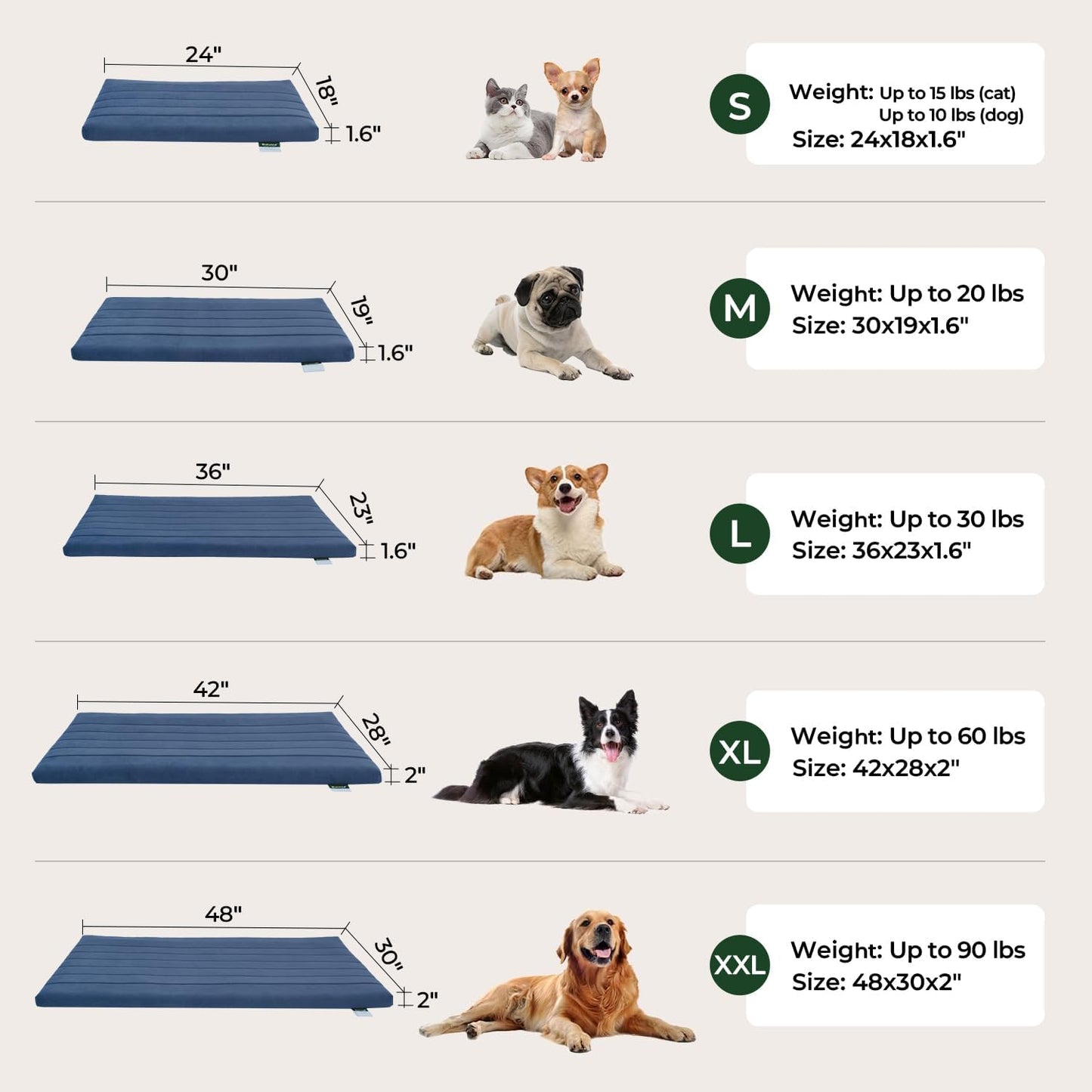 BALANCE Dog Crate Bed, Orthopedic Dog Bed Pad with Waterproof Liner, Washable Crate Foam Pet Mat for Large, Medium, Puppy Dogs Breeds, Mint Leaf, 36“x23”x1.6“