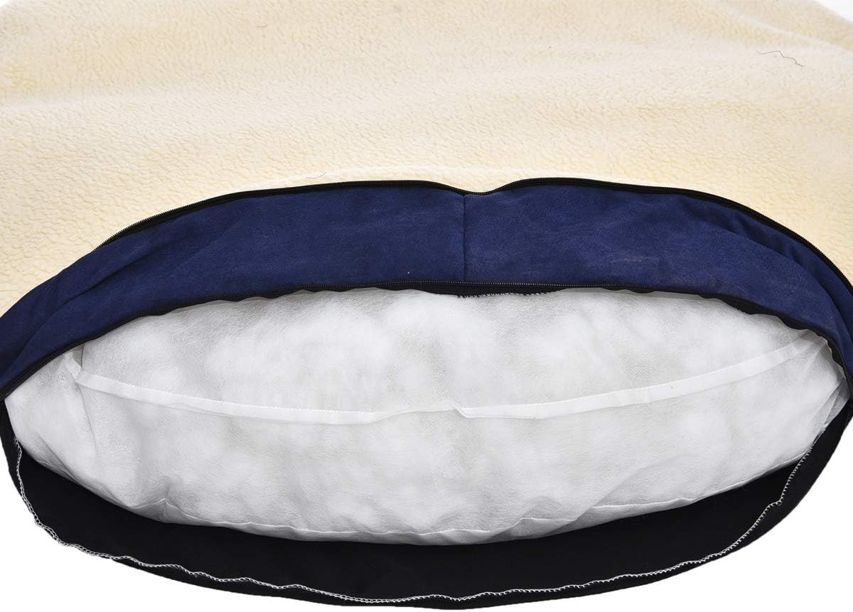 AmazonBasics 개와 고양이를 위한 반려동물 동굴 침대, 탈착식 둥지 동굴 커버, 최대 13.6kg(30파운드) 애완동물에 적합, 88.9 x 88.9 x 33cm(35 x 35 x 13인치), 블루