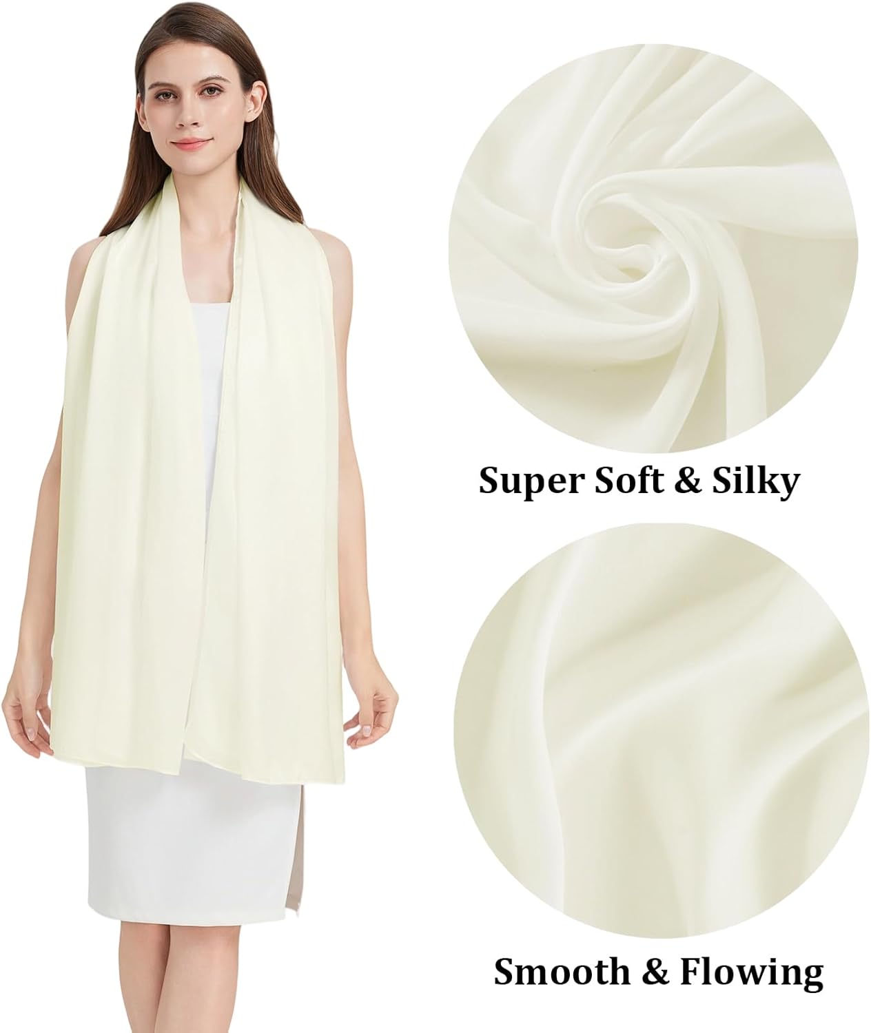100% Mulberry Silk Scarf-Long Large Silk Neck Scarf Hijab Shawl for Women Travel Wrap