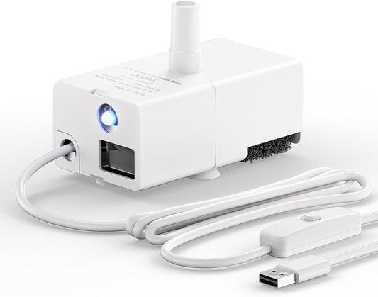 Ultra-Quiet Replacement Pump for 50oz/95oz/108oz Cat Water Fountains & Dog Water Dispensers, Long Lifespan, USB Cable, Toggleable LED Lights, Safe & Easy to Clean