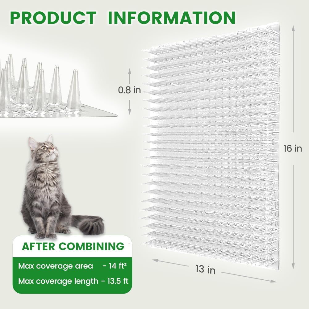 Ley's 10 Pack Scat Mat for Cats, 16x13 Inch Cat Deterrent Mat with Spikes, Indoor/Outdoor Pet Training Mat, Humane Repellent Animals, Keep Pets Off Furniture, Gardens & Lawns