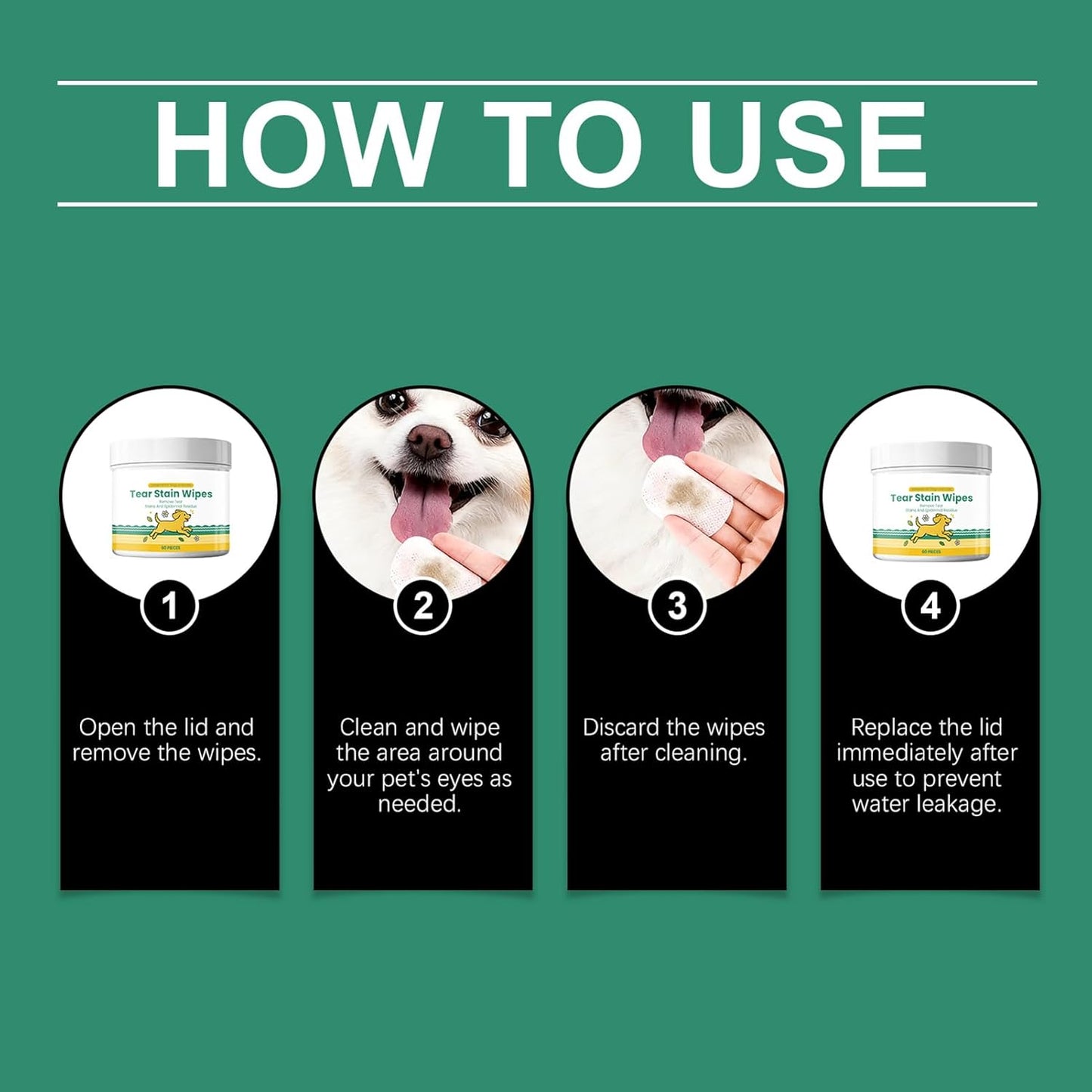 Dog Eye Wipes, Debris Washing Pads - Gentle Pet Eye Wipes - for Small Medium Large Breed Puppy Kitten Skin Coat Travel Home Outdoor Indoor