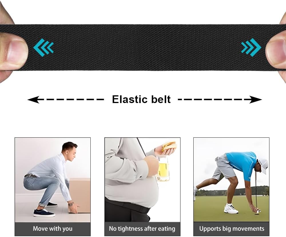 DOOPAI Canvas Web Belt with Stretch Flexibility, Elastic Belt Fit, Top Military Buckle - Adjustable, Cut to Fit